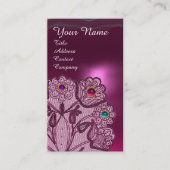 ピンク紫色のレースの花,宝石モノグラカラフルム 名刺 (正面)