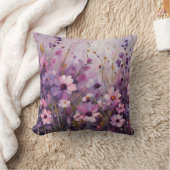 ピンク紫色のワイルドフラワーアート クッション (ブランケット)