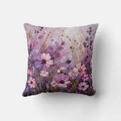 ピンク紫色のワイルドフラワーアート クッション (裏面)