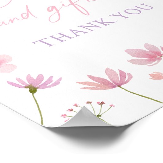 ピンク紫色のワイルドフラワーカードとギフトサイン ポスター (角)