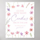 ピンク紫色のワイルドフラワーシャワーゲームの数を推測 ポスター (正面)