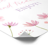 ピンク紫色のワイルドフラワースウィートトリートシャワーサイン ポスター (角)