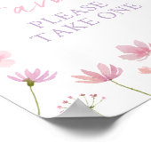 ピンク紫色のワイルドフラワーベビーシャワーの好意サイン ポスター (角)