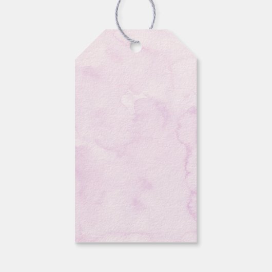 ピンク紫色のワイルドフラワーベビーシャワー ギフトタグ (裏面)