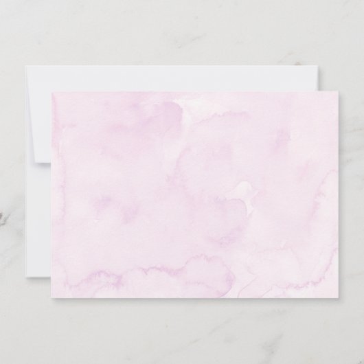 ピンク紫色のワイルドフラワーベビーシャワー サンキューカード (裏面)