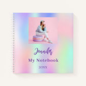ピンク紫色の写真ホログラフィック ノートブック (正面)