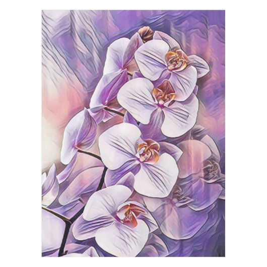 ピンク紫色の可愛い蘭の花スケッチ テーブルクロス (正面)