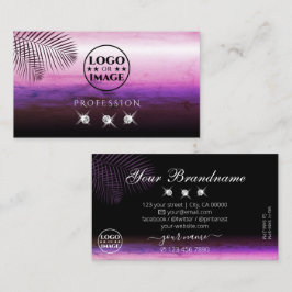 ピンク紫色の水の色パーム葉の宝石追加ロゴ 名刺