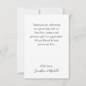 ピンク紫色の水彩フローラ緑結婚色 サンキューカード (裏面)