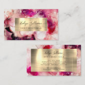 ピンク紫色の水彩名刺 名刺 (正面/裏面)