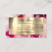 ピンク紫色の水彩名刺 名刺 (裏面)