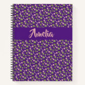 ピンク紫色の水彩花手帳 ノートブック (正面)