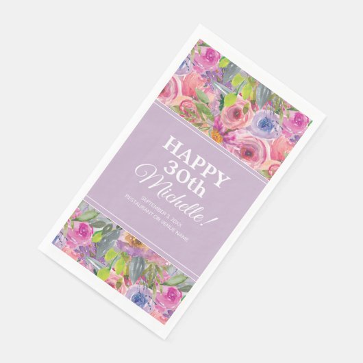 ピンク紫色の水彩野花30歳の誕生日 (コーナー)
