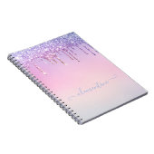 ピンク紫色の水色ガーリーグリッター ノートブック (右側)