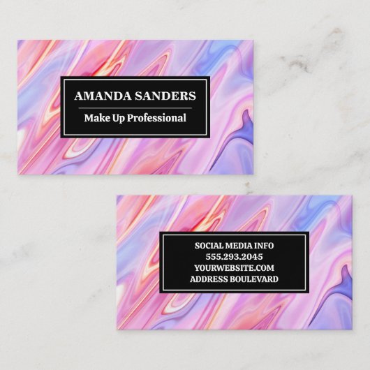 ピンク紫色の液体の背景 名刺 (正面/裏面)