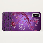 ピンク紫色の渦巻き旋回、果実フローラダマスクモノグラム Case-Mate iPhoneケース (裏面(横))