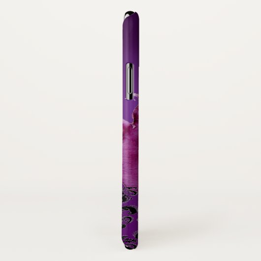 ピンク紫色の渦巻き旋回、果実フローラダマスクモノグラム Case-Mate iPhoneケース (裏面/右)