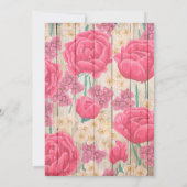 ピンク紫色の白い花素朴木の幹パーティー 招待状 (裏面)