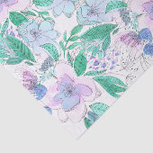 ピンク紫色の花と緑豊かな葉花 薄葉紙 (詳細)