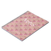 ピンク紫色の花と黒い水玉模様 ノートブック (左側)