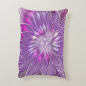 ピンク紫色の花の情熱抽象芸術フラクタルアート アクセントクッション (裏面(縦))
