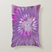 ピンク紫色の花の情熱抽象芸術フラクタルアート アクセントクッション (正面(垂直))