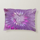 ピンク紫色の花の情熱抽象芸術フラクタルアート アクセントクッション (裏面)