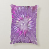 ピンク紫色の花の情熱抽象芸術フラクタルアート アクセントクッション (裏面(縦))