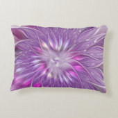 ピンク紫色の花の情熱抽象芸術フラクタルアート アクセントクッション (裏面)
