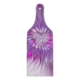 ピンク紫色の花の情熱抽象芸術フラクタルアート カッティングボード
