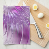 ピンク紫色の花の情熱抽象芸術フラクタルアート キッチンタオル (四つ折り)