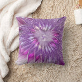 ピンク紫色の花の情熱抽象芸術フラクタルアート クッション (ブランケット)