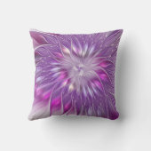 ピンク紫色の花の情熱抽象芸術フラクタルアート クッション (裏面)