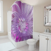ピンク紫色の花の情熱抽象芸術フラクタルアート シャワーカーテン (インサイチュ)