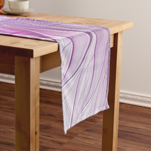 ピンク紫色の花の情熱抽象芸術フラクタルアート ショートテーブルランナー (インサイチュ)