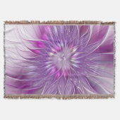 ピンク紫色の花の情熱抽象芸術フラクタルアート スローブランケット (正面)