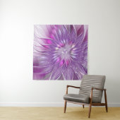 ピンク紫色の花の情熱抽象芸術フラクタルアート タペストリー (インサイチュ(横))