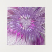 ピンク紫色の花の情熱抽象芸術フラクタルアート タペストリー (正面)