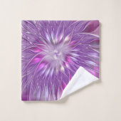 ピンク紫色の花の情熱抽象芸術フラクタルアート バスタオルセット (ウォッシュタオル)