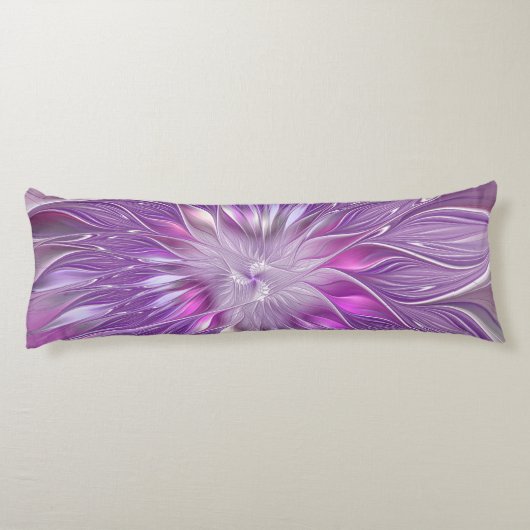 ピンク紫色の花の情熱抽象芸術フラクタルアート ボディピロー (裏面)