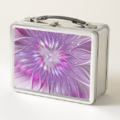 ピンク紫色の花の情熱抽象芸術フラクタルアート メタルランチボックス (正面)