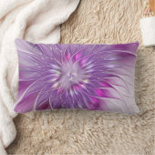 ピンク紫色の花の情熱抽象芸術フラクタルアート ランバークッション (ブランケット)