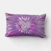 ピンク紫色の花の情熱抽象芸術フラクタルアート ランバークッション (裏面)