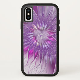 ピンク紫色の花の情熱抽象芸術フラクタルアート iPhone 13ケース