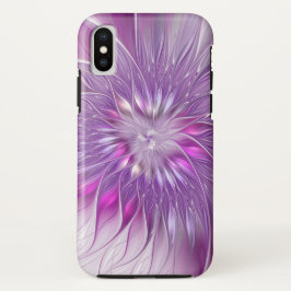 ピンク紫色の花の情熱抽象芸術フラクタルアート iPhone XSケース