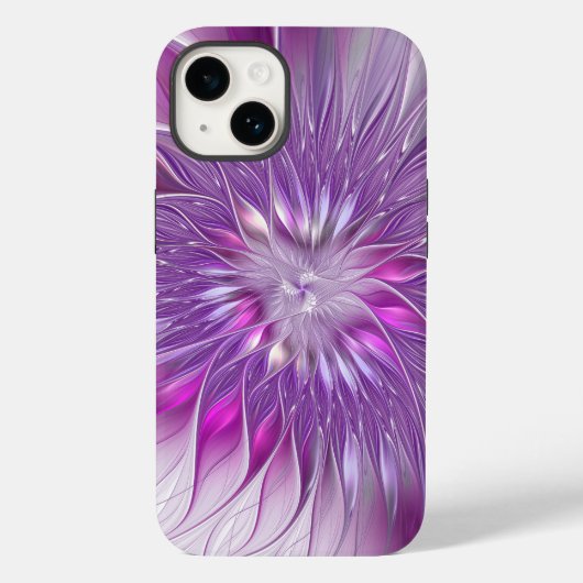 ピンク紫色の花の情熱抽象芸術フラクタルアート Case-Mate iPhoneケース (裏面)