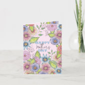 ピンク紫色の花の母の日 カード (正面)