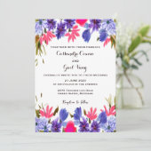 ピンク紫色の花の結婚式招待状 招待状 (スタンド正面)