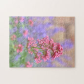 ピンク紫色の花イングリッシュガーデン自然写真 ジグソーパズル (横)