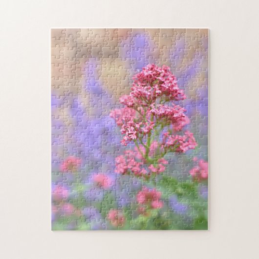 ピンク紫色の花イングリッシュガーデン自然写真 ジグソーパズル (縦)